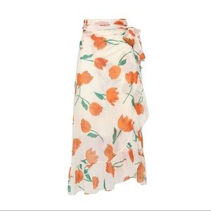 Ganni floral wrap skirt